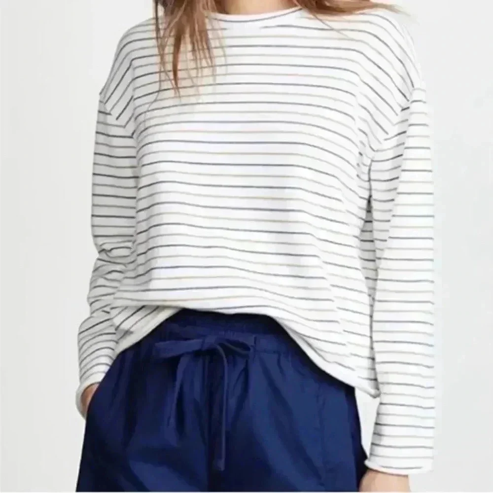 Vince striped cropped sweatshirt 100% cotton - Picture 3 of 9